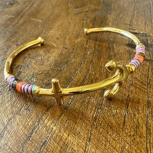 Stella & Dot Gold Anchor Bangle Bracelet, colorful rope Nautical